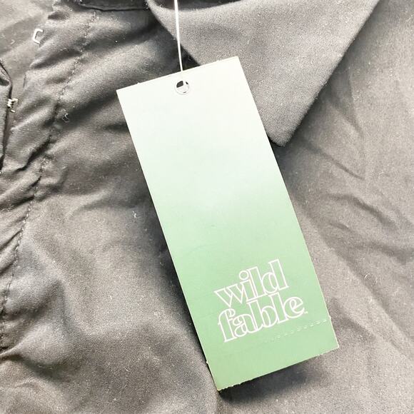 Wild Fable Women's Long Sleeve Cropped Corset Shirt Black Size Medium - Picture 4 of 5